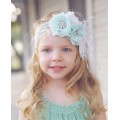 Aqua and White Flower Garden Headband